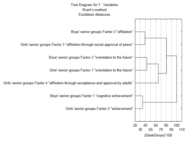 Figure 5. Gender features of motivation in the senior groups. Result of cluster analysis. Vartanova I.I. (2018) Psychology in Russia: State of the Art, 11 (3), 209-224