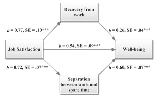 Figure 1. Coefficients for the indirect and direct paths of the mediation analysis with well-being as outcome variable (***p < .001). Schwarz, U., Gawrilow, C. (2019). Psychology in Russia: State of the Art, 12(4), 3-17.