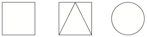 square, square with triangle, and circle