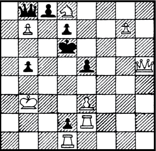  The two moves chess task. The solution is Be3 : d2.