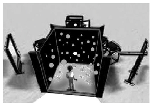 Figure 1. The main view of the CAVE system. Menshikova G. Ya., Kovalev A. I., Klimova O. A., Barabanschikova V. V.(2017). The application of virtual reality technology to testing resistance to motion sickness. Psychology in Russia: State of the Art, 10 (3), 151-164.