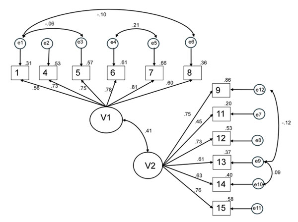 Figure 1. Confirmatory Factor Analysis (CFA) of the Coping Scale model for Adherence to Cardiovascular Pharmacological Treatment